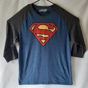 Superman men's blue/gray long-sleeve t-shirt